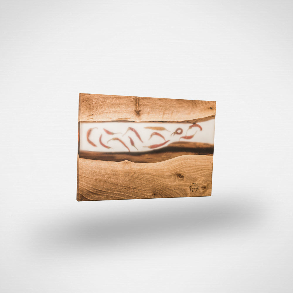 Set of Small Serving Board + 4 coasters - Chilli Pepper