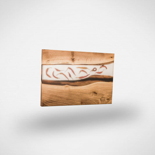 Set of Small Serving Board + 4 coasters - Chilli Pepper