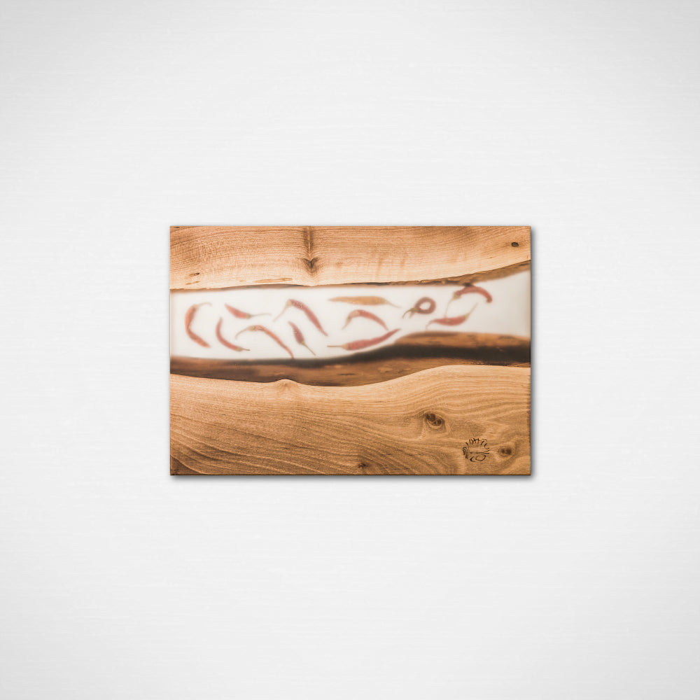 Set of Small Serving Board + 4 coasters - Chilli Pepper