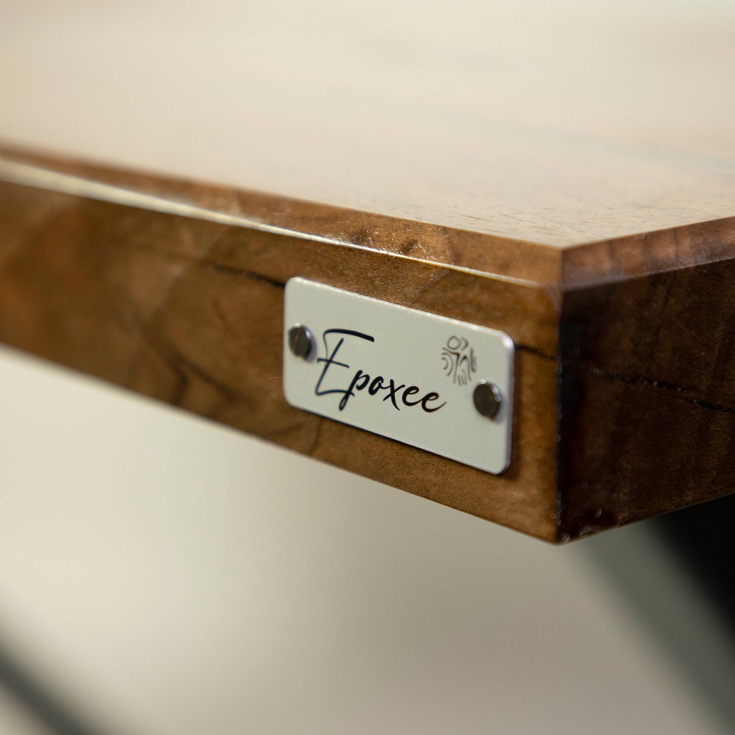 Dining table made from wood and epoxy resin in the color classic blue
